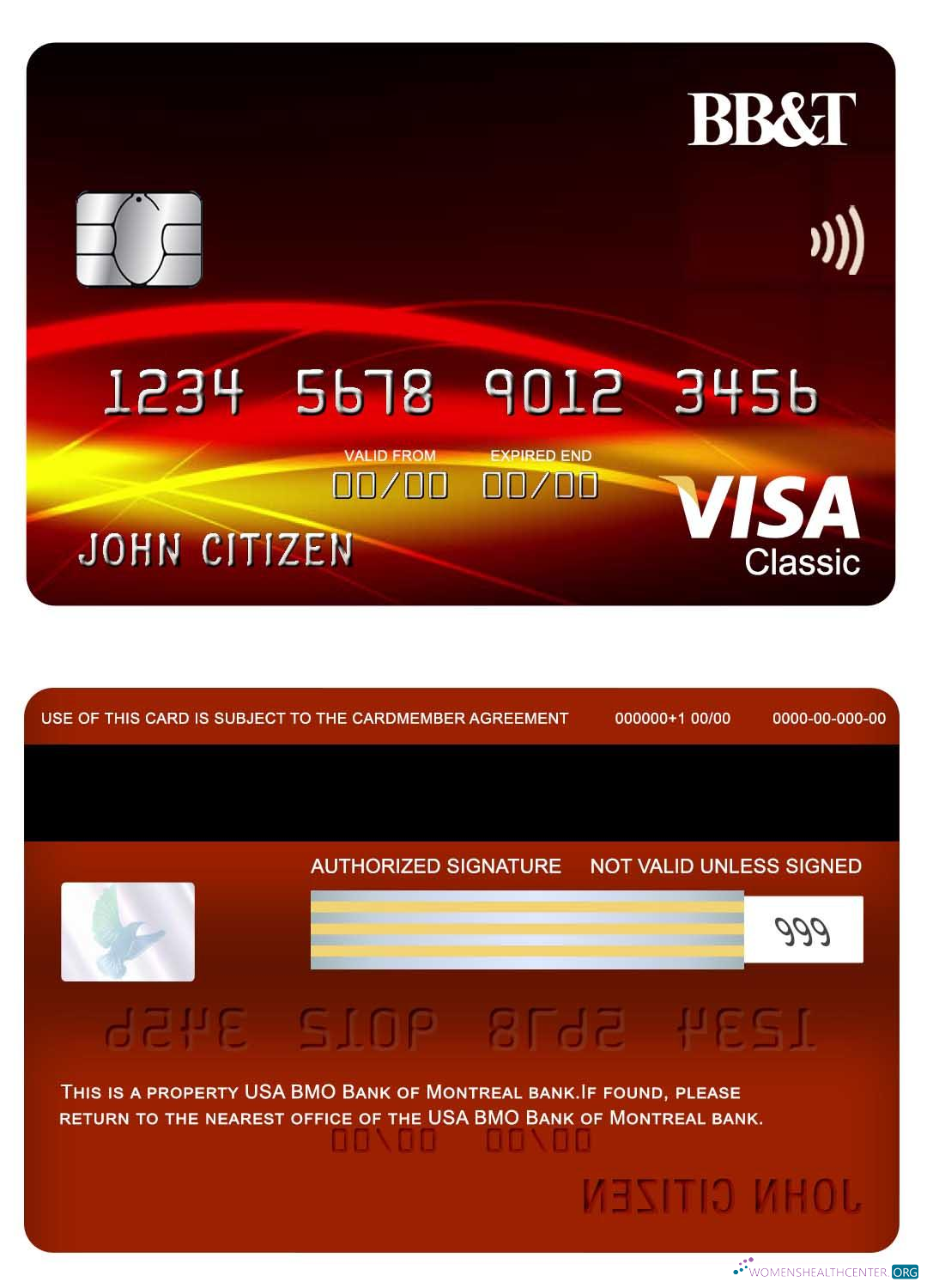 Download USA BB&T Corp. bank visa classic card Photoshop template